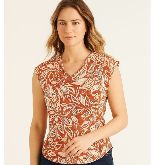 C&C California Women's Tropical Print Linen Blend Blouse - Size Medium NWT - Picture 1 of 7
